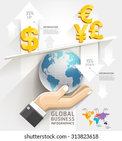 Global business scale Infographics template. Vector illustration. can be used for workflow layout, banner, diagram, number options, web design.