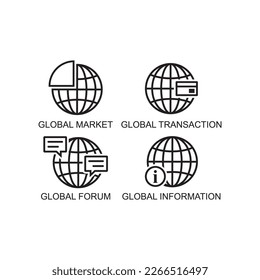 global business set icon , internet icon