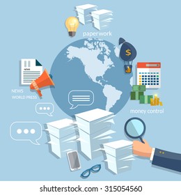 Global business startup training concept  hand businessman finance online payment management money transaction flat vector 