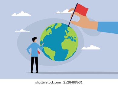 Global Business Strategy and Location Targeting 2d flat vector illustration