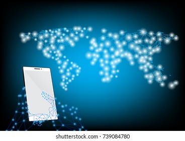 Global business technology with smart phone background