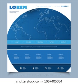 Global Business, Technology - Website-Template-Design mit Weltkarte