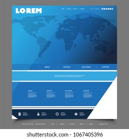 Negocios globales, tecnología - Diseño de plantillas de sitios web con mapa mundial