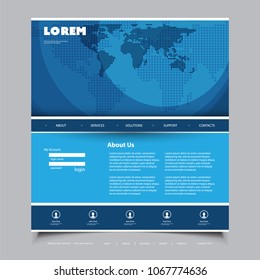 Negocios globales, tecnología - Diseño de plantillas de sitios web con mapa mundial