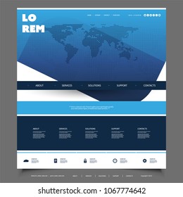 Global Business, Technology - Website Template Design with World Map