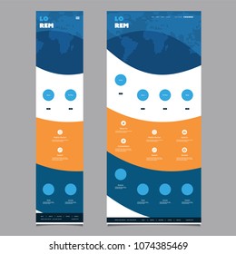 Global Business, Technology - Website Template Design with World Map