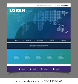 Negocios globales, tecnología - Diseño de plantillas de sitios web con mapa mundial