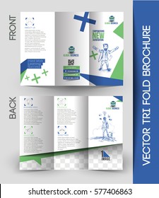 Global Business Tri-Fold Brochure Mock up Design. vector illustration