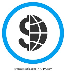 Global Business vector bicolor rounded icon. Image style is a flat icon symbol inside a circle, blue and gray colors, white background.