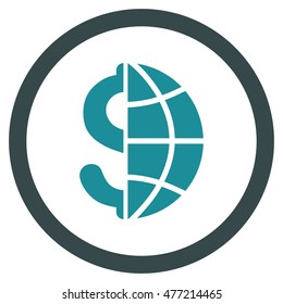Global Business vector bicolor rounded icon. Image style is a flat icon symbol inside a circle, soft blue colors, white background.