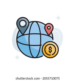 Global Business vector filled outline icon style illustration. EPS 10 file