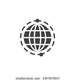 Global business vector icon. filled flat sign for mobile concept and web design. Around the earth globe glyph icon. Symbol, logo illustration. Pixel perfect vector graphics