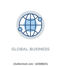 Global Business Vector Icon Flat Style 