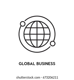 Global Business Vector Icon, globe symbol. Modern, simple flat vector illustration for web site or  mobile app