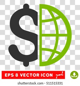 Global Business vector icon. Image style is a flat eco green and gray pictogram symbol.