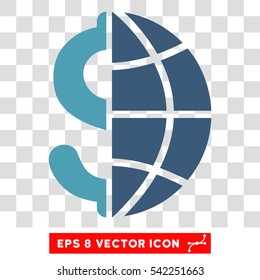 Global Business vector icon. Image style is a flat cyan and blue pictogram symbol.