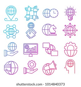 Global business vector icons