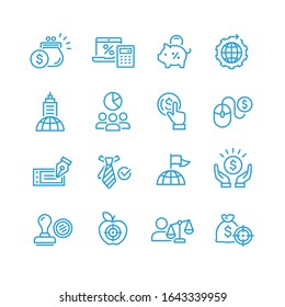 Global business vector icons set