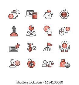 Global business vector icons set
