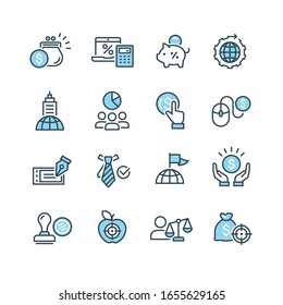 Global business vector icons set