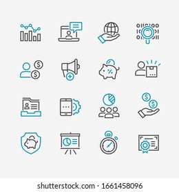 Conjunto de iconos de vectores de negocios globales