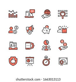 Global business vector icons set