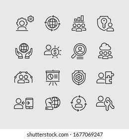 Global business vector icons set
