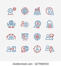 Conjunto de iconos de vectores de negocios globales