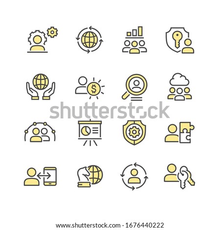 Global business vector icons set