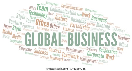 Global Business word cloud. Collage made with text only.