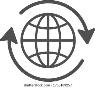 Global business or Worldwide gray color icon