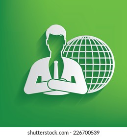 Global businessman design on green background,clean vector