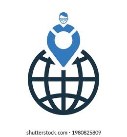 Global businessmen, location icon. Simple vector on isolated white background.