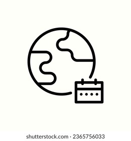 global calendar, earth icon, isolated icon in light background, perfect for website, blog, logo, graphic design, social media, UI, mobile app