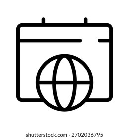 Global Calendar World icon set, modern international scheduling symbols for global events, timezones, travel planning, and business productivity apps
