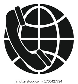 Icono del centro de llamadas global. Ilustración simple del icono del vector del centro de llamadas global para el diseño web aislado en fondo blanco