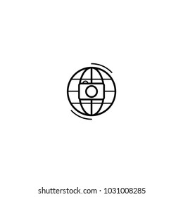 global camera line vector icon