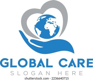 Global care or charity logo design vector templates