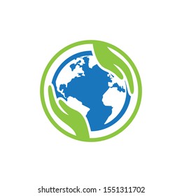 Global Care Concept Globe Hands Logo