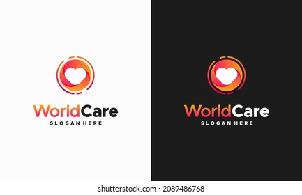 Global Care logo designs vector, World Charity logo template