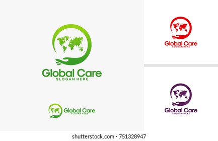 Global Care logo designs vector, World Charity logo template