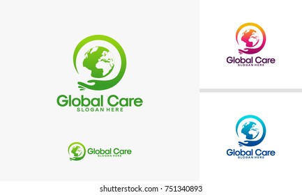 Global Care logo designs vector, World Charity logo template