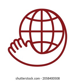 Global Care Logo, Hand and Globe Icon, Save Earth Symbol