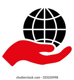 Global Care vector icon. Style is bicolor flat symbol, intensive red and black colors, rounded angles, white background.