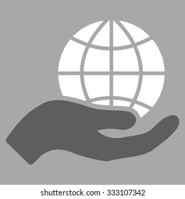 Global Care vector icon. Style is bicolor flat symbol, dark gray and white colors, rounded angles, silver background.
