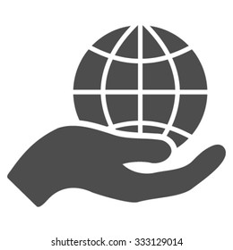 Global Care vector icon. Style is flat symbol, gray color, rounded angles, white background.