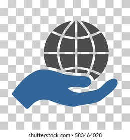 Global Care vector pictogram. Illustration style is flat iconic bicolor cobalt and gray symbol on a transparent background.