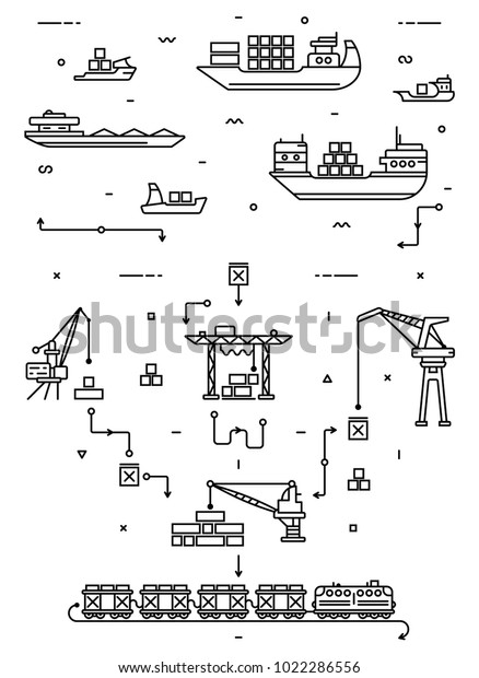 Global Cargo Logistics Concept Sea Delivery Stock Vector Royalty Free 1022286556