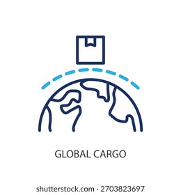 Ícones da linha fina de carga global. Ilustração vetorial original.