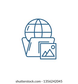 Global cases line icon concept. Global cases flat  vector symbol, sign, outline illustration.
